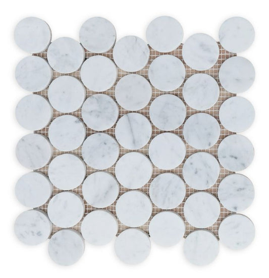 ELY 2'' Penny Marble Large Carrara Honed 12'' x 12''
