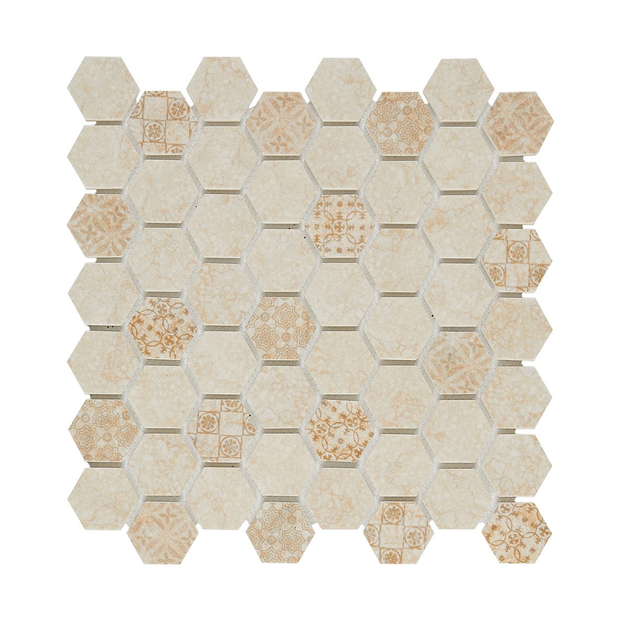 LUN Artisan Solid Glass & Stone Hexagon Mosaics