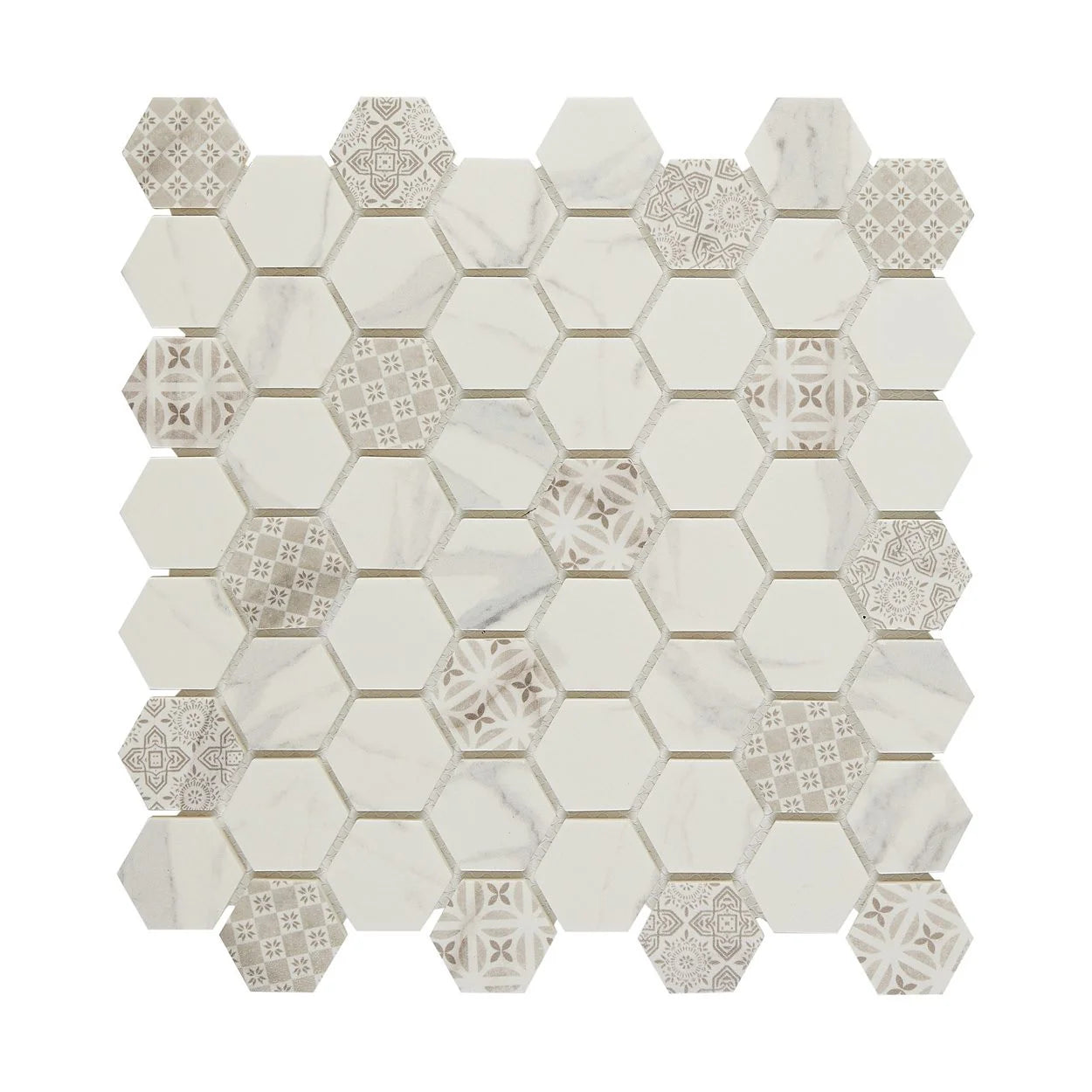 LUN Artisan Solid Glass & Stone Hexagon Mosaics