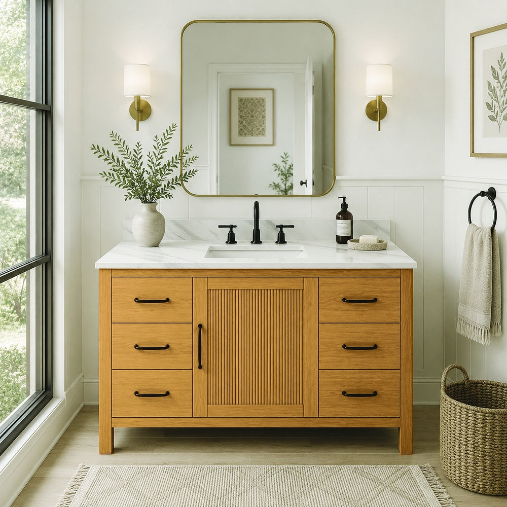 Bark Walnut / Oak 48'' Bath Vanity Floor Mount