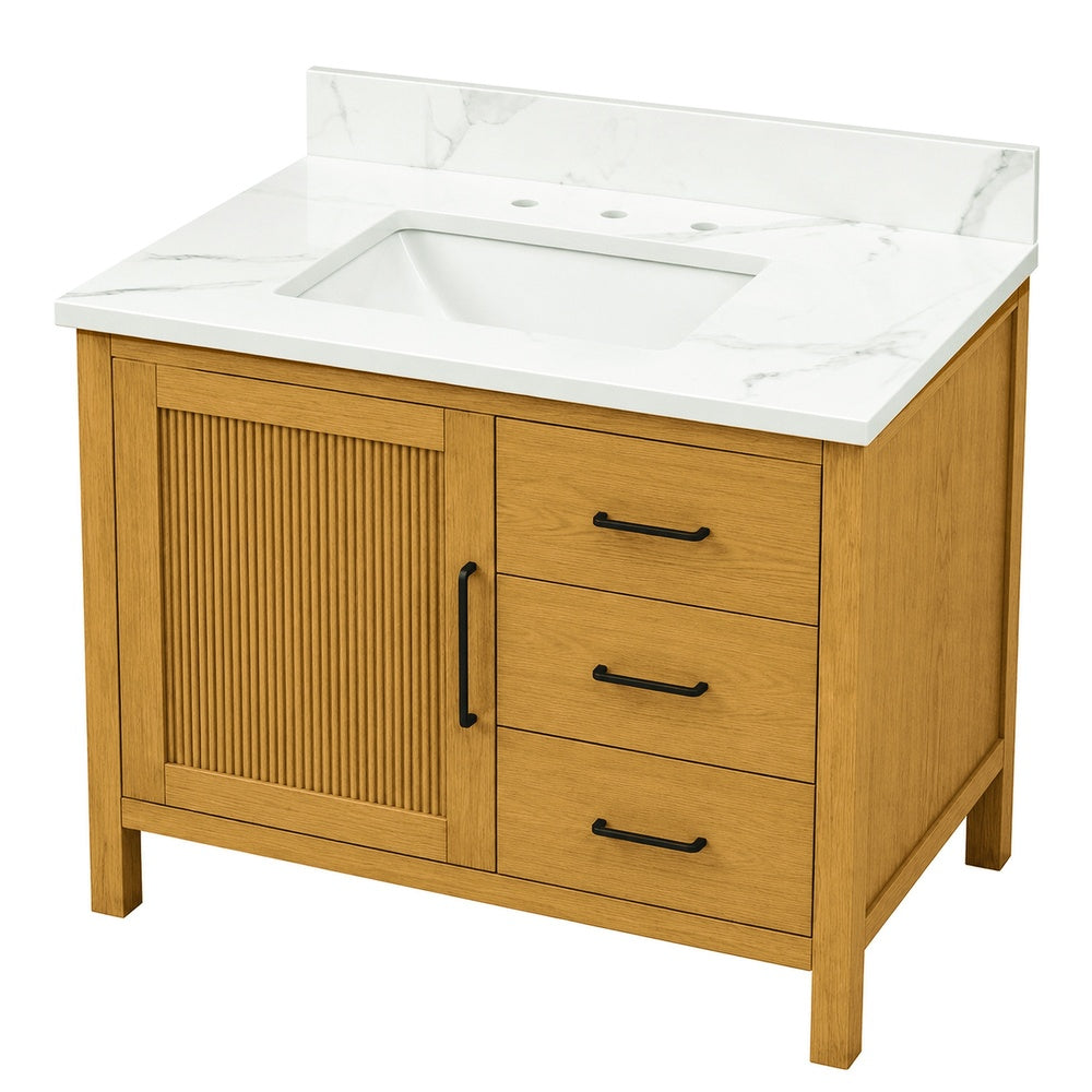 Bark Walnut / Oak 36'' Bath Vanity Floor Mount