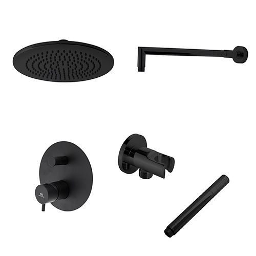 Porcelanosa Round Shower Assembly Matte Black