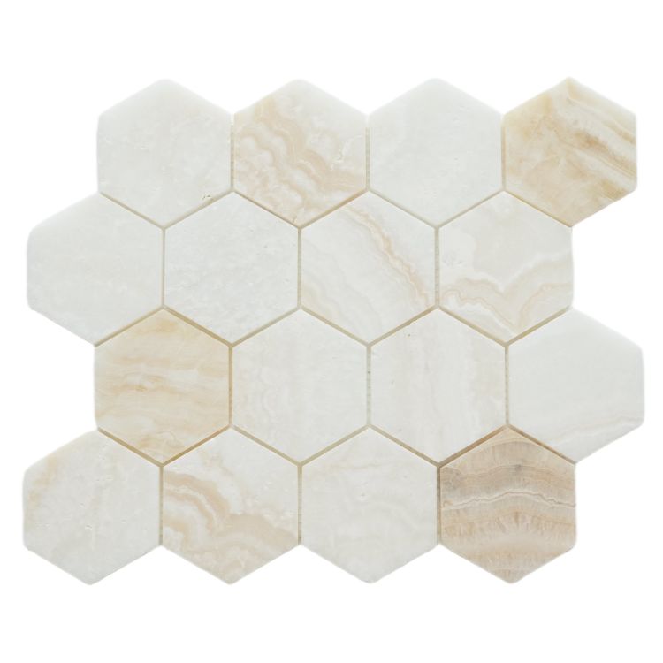 ELY Hexagon Onyx Ivory Honed 3'' Hexagon 10'' x 11.5''