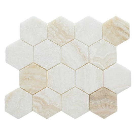 ELY Hexagon Onyx Ivory Honed 3'' Hexagon 10'' x 11.5''