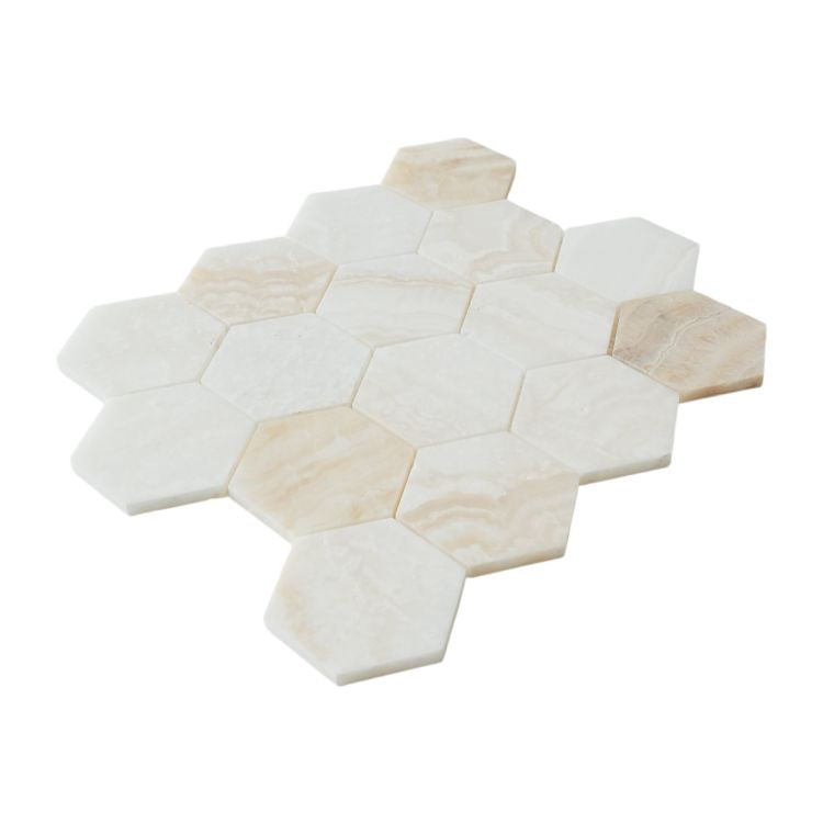 ELY Hexagon Onyx Ivory Honed 3'' Hexagon 10'' x 11.5''