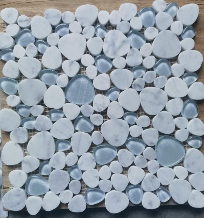 EY Peach Carrara Blue 12'' x 12'' (please call for pricing & stock availbility)