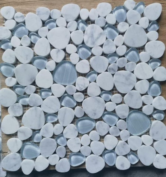 EY Peach Carrara Blue 12'' x 12'' (please call for pricing & stock availbility)