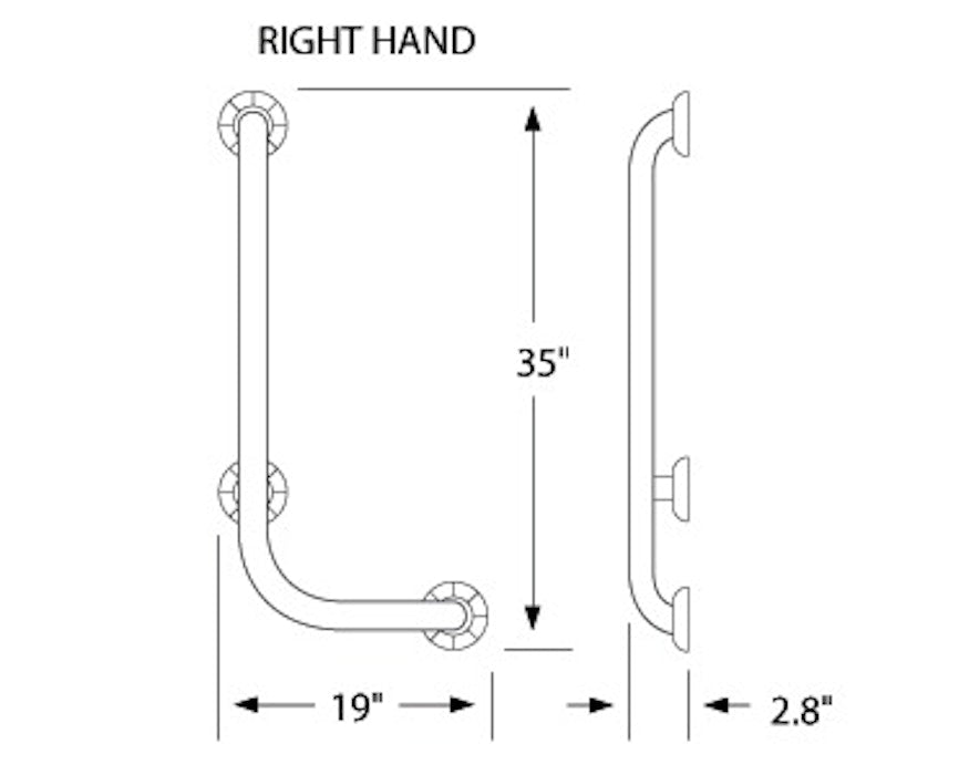 WATERMARK Loft 23 90 Degree Right Hand Angle- Loft Grab Bar GB10-LFT (ON SALE)