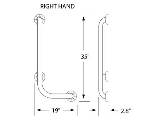 WATERMARK Loft 23 90 Degree Right Hand Angle- Loft Grab Bar GB10-LFT (ON SALE)