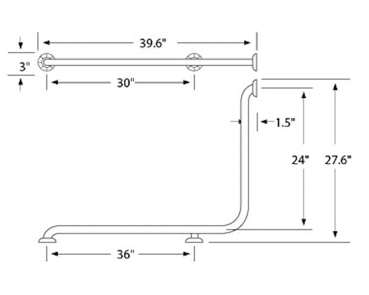 WATERMARK Loft 23 Corner Grab Bar- Loft GB11-LFT (ON SALE)