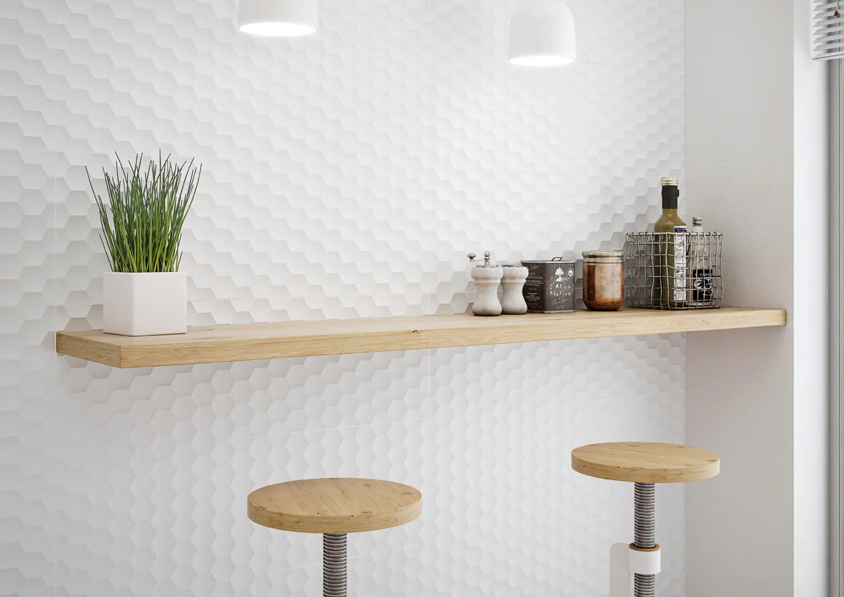 Leaves White 12x36 Deco Tile - Glacier Collection - (SUMMER SALE)