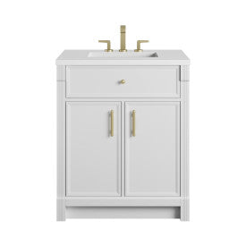 James Martin Bellshire Vanity Bright White with 3CM Zeus White Silestone Top