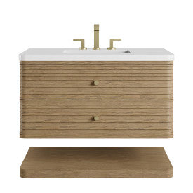 James Martin Allamari Vanity Dune Mist with 3CM Zeus White Silestone