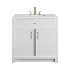 James Martin Bellshire Vanity Bright White with 3CM Zeus White Silestone Top