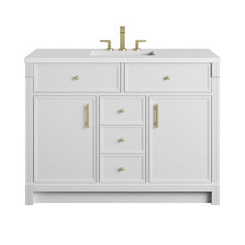 James Martin Bellshire Vanity Bright White with 3CM Zeus White Silestone Top