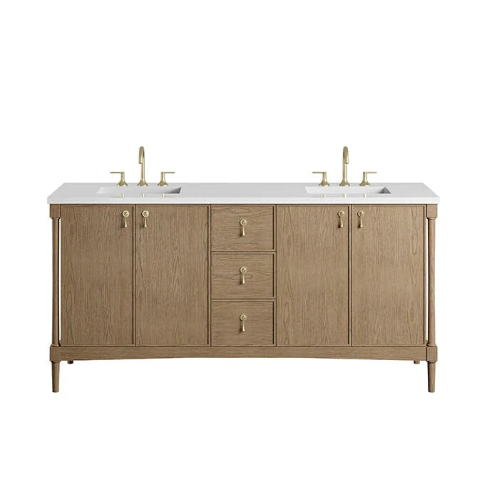 James Martin Kinnsden Weathered Oak with 3CM Zeus White Silestone Top