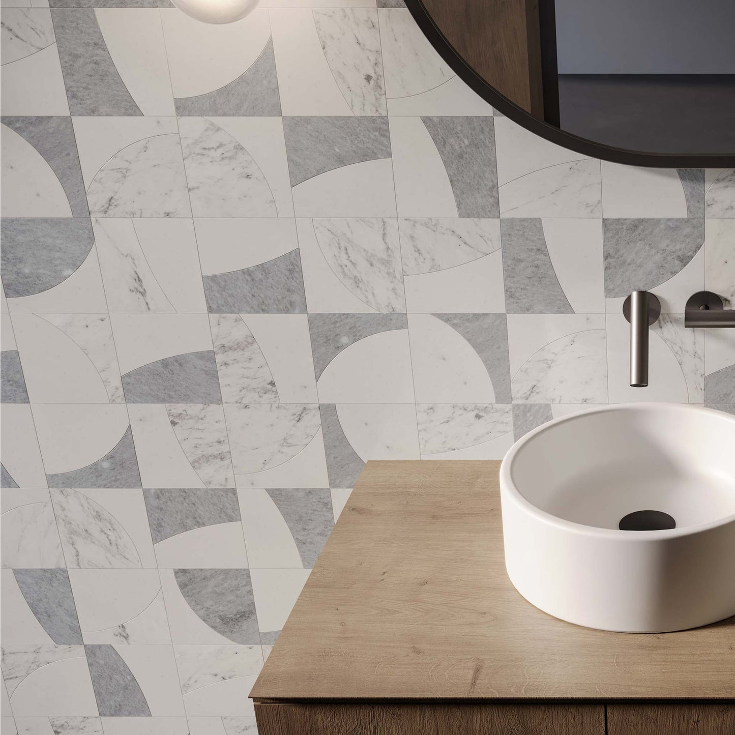 SOGNARE LUNAR DOVE HONED MARBLE MOSAIC