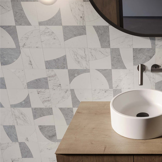 SOGNARE LUNAR DOVE HONED MARBLE MOSAIC