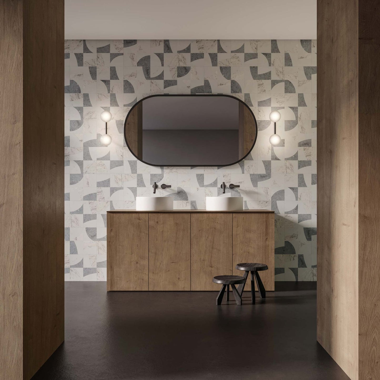 SOGNARE LUNAR DOVE HONED MARBLE MOSAIC