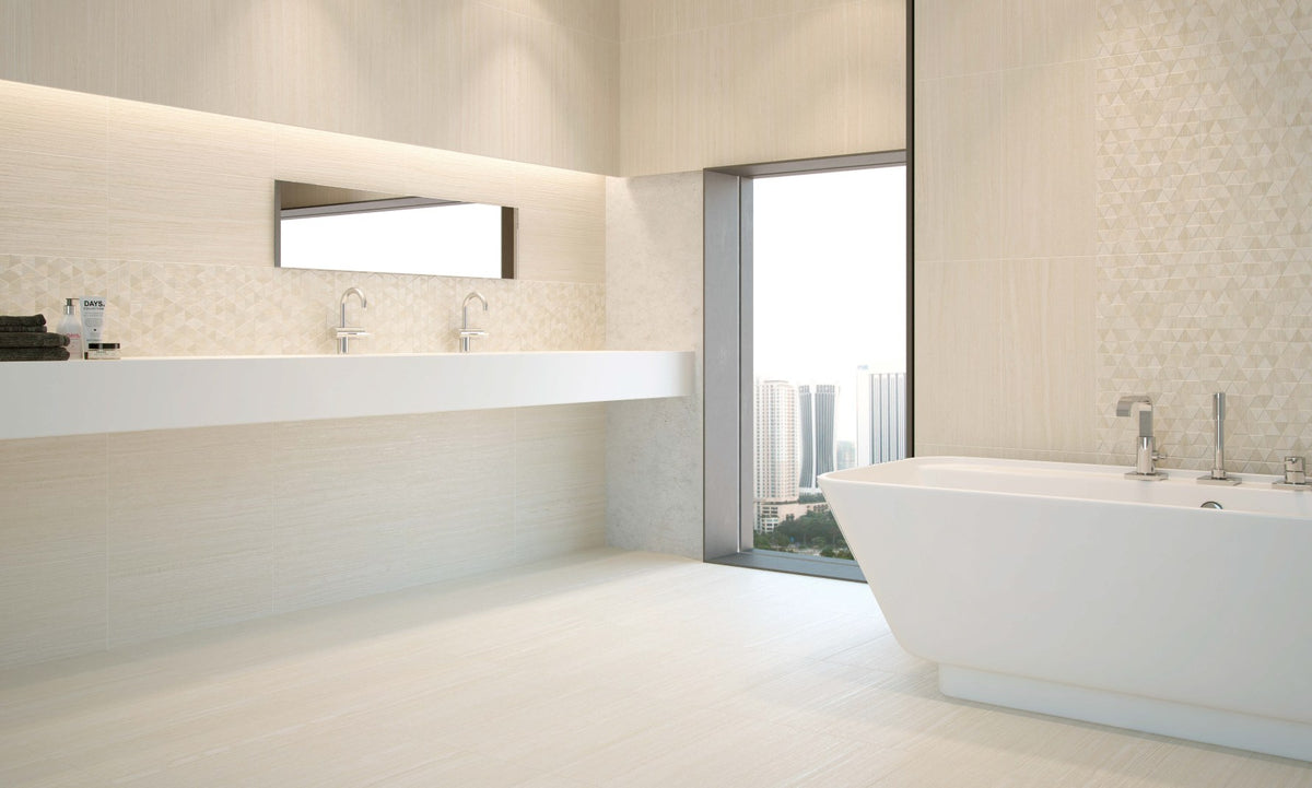 Vein-Cut Travertine Look Porcelain Tile Beige 12x24 Genova – Bellacasa MXC