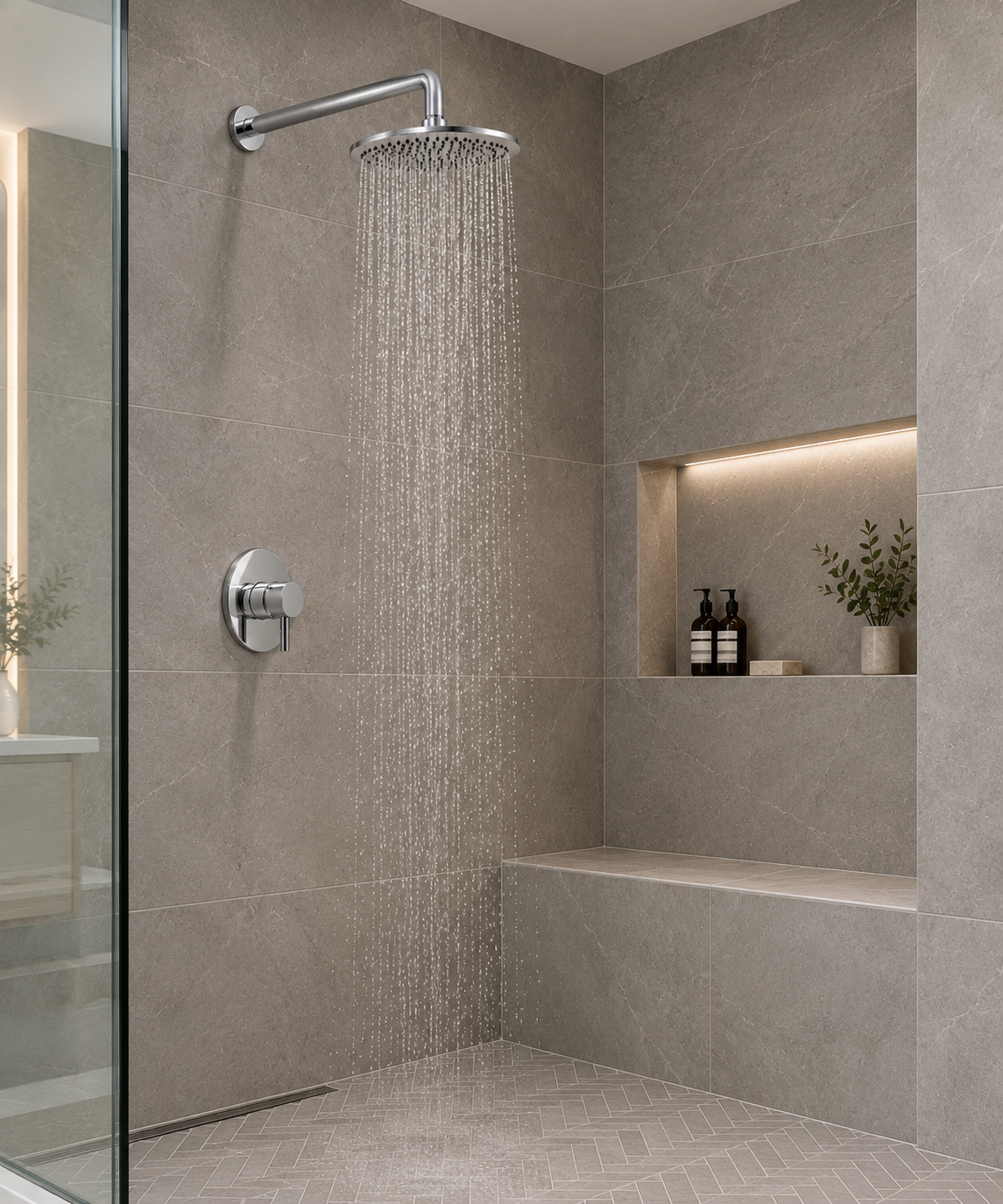 Noken Single Function Round Pressure Balance Shower System Chrome