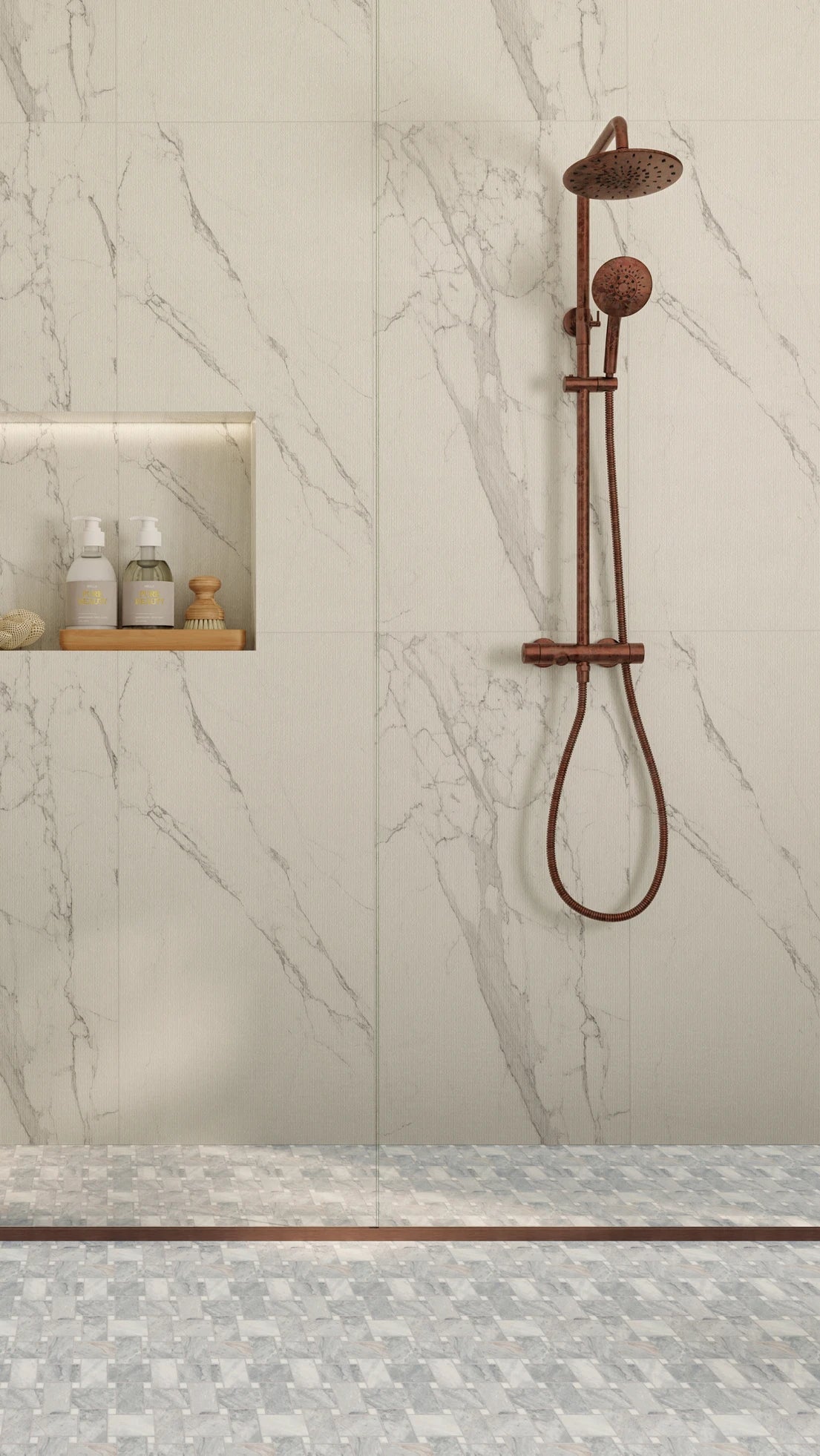 Opus Chiseled Calacatta Matte 24'' x 48'' Porcelain Tile