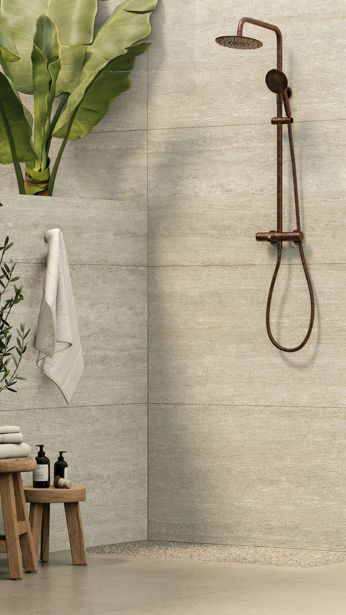 Opus Chiseled Travertine Matte 24'' x 48'' Porcelain Tile