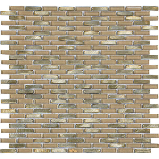 Iradium Gold 12x12 Stone & Glass Mixed Mosaic - SALE - Brick Mosaic