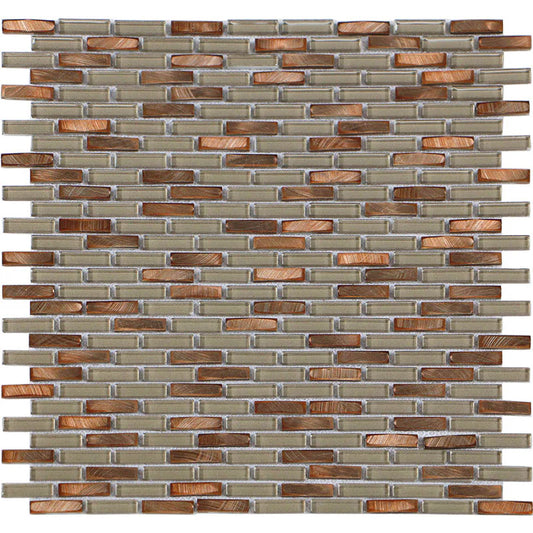 Iradium Copper 12x12 Stone & Glass Mixed Mosaic  (SALE) - BRICK MOSAIC