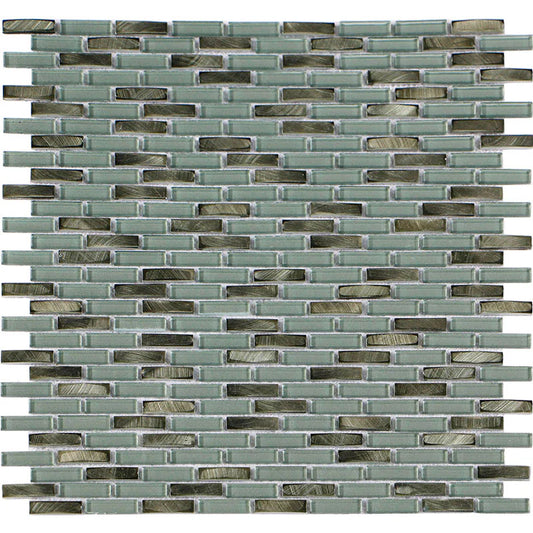 Iradium Jade 12x12 Stone & Glass Mixed Mosaic  (SALE) - BRICK MOSAIC