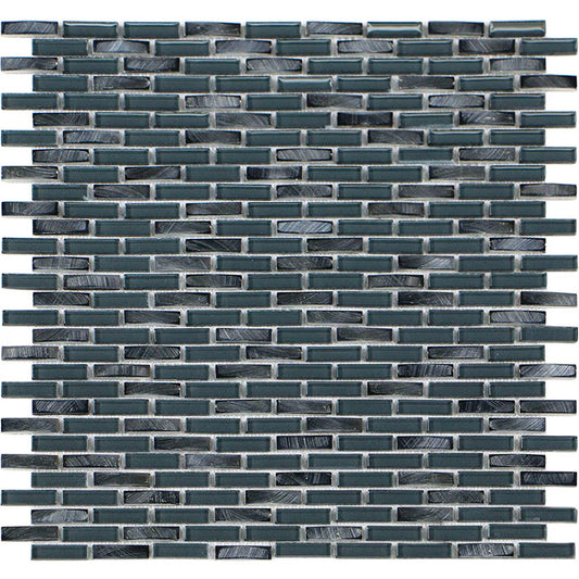 Iradium Indigo 12x12 Stone & Glass Mixed Mosaic  (SALE) - BRICK MOSAIC