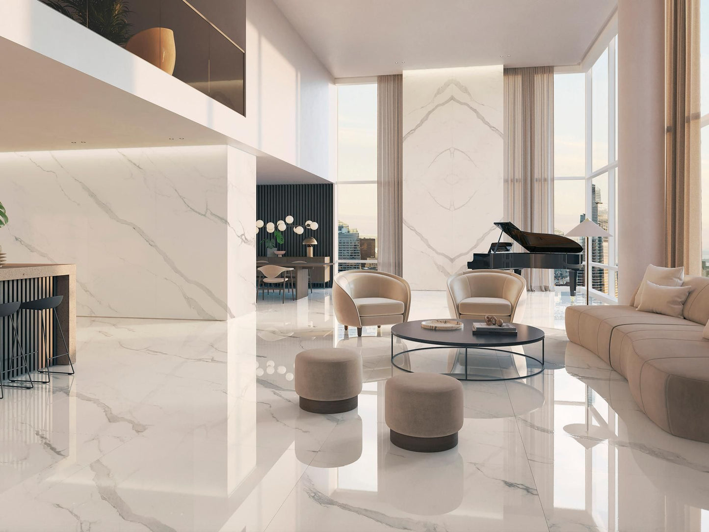 Porcelanosa Aria White Polished 59'' x 126'' (1/2'')