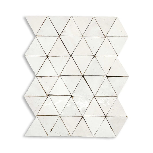 Sognare Zellige Classique - Atlast White Triangle 9” x 11.75” Mosaic (PLEASE CONTACT US FOR SPECIAL PRICING)