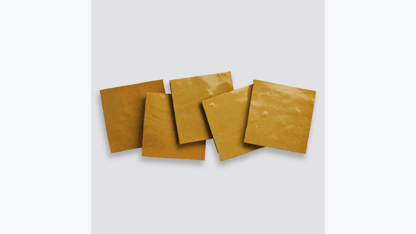 Zagora Caramel 4'' x 4'' Glossy Zellige Natural Stone