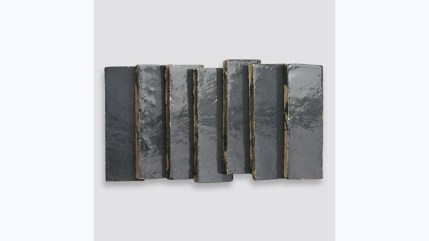 Zagora Charcoal 2'' x 6'' Glossy Zellige Natural Stone