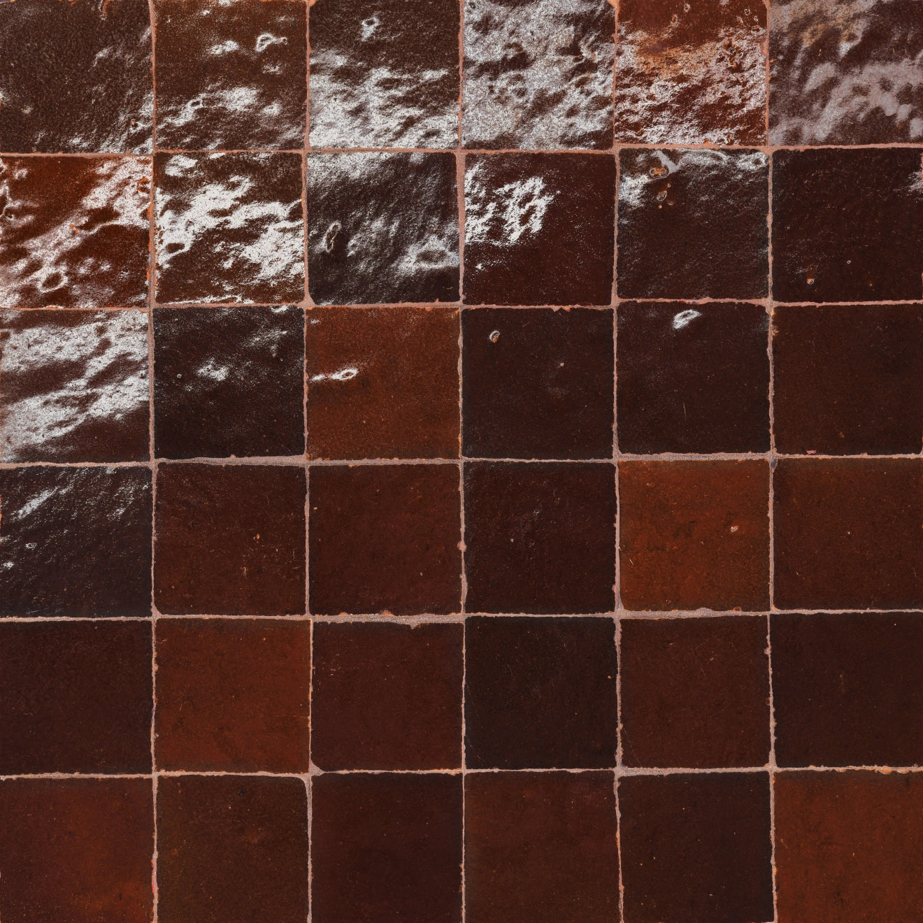 Zagora Maroon 2'' x 2'' Glossy Zellige Natural Stone