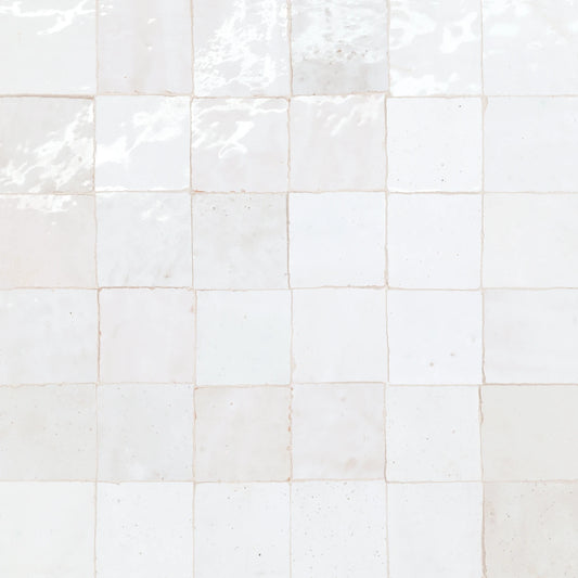 Zagora Neige Blanc 2'' x 2'' Glossy Zellige Natural Stone