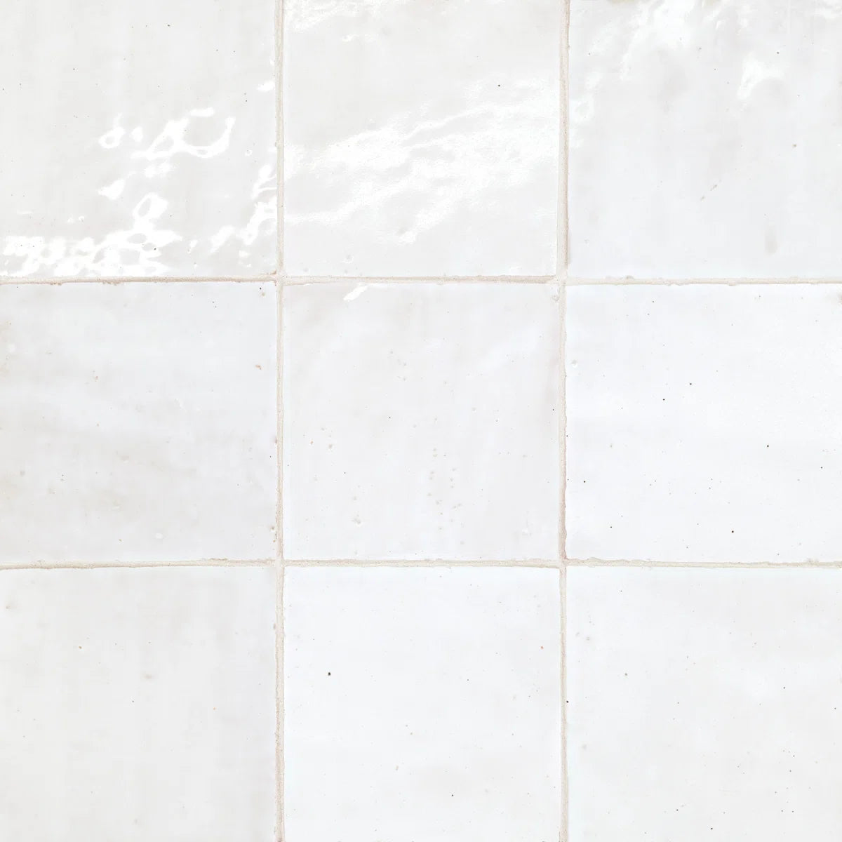 Zagora Neige Blanc 4'' x 4'' Glossy Zellige Natural Stone