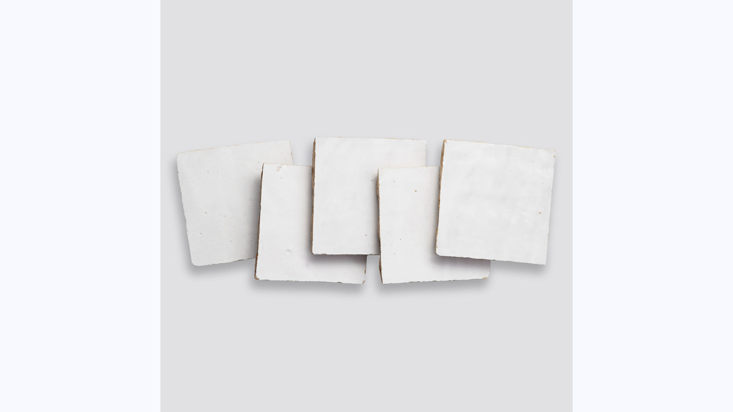 Zagora Neige Blanc 4'' x 4'' Glossy Zellige Natural Stone