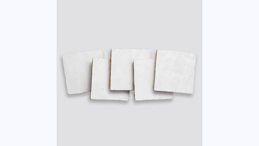 Zagora Neige Blanc 4'' x 4'' Glossy Zellige Natural Stone