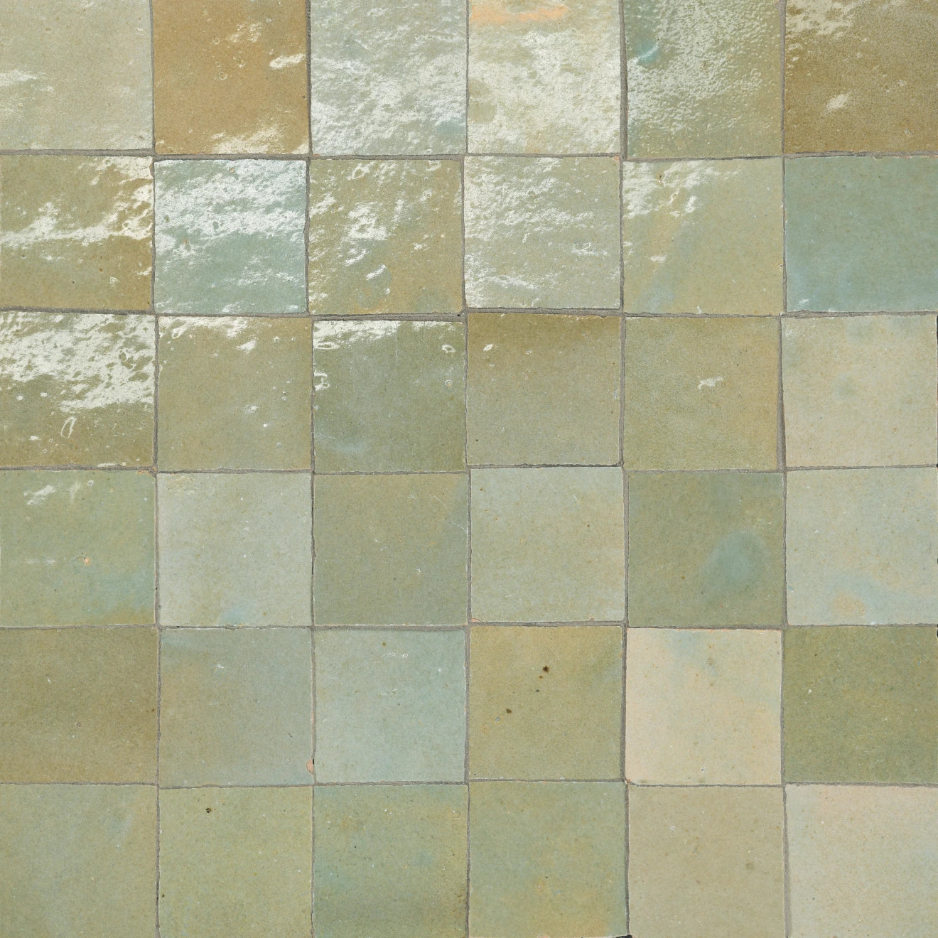 Zagora Vert Gris 2'' x 2'' Glossy Zellige Natural Stone