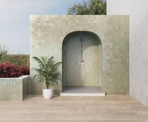 Zagora Vert Gris 4'' x 4'' Glossy Zellige Natural Stone
