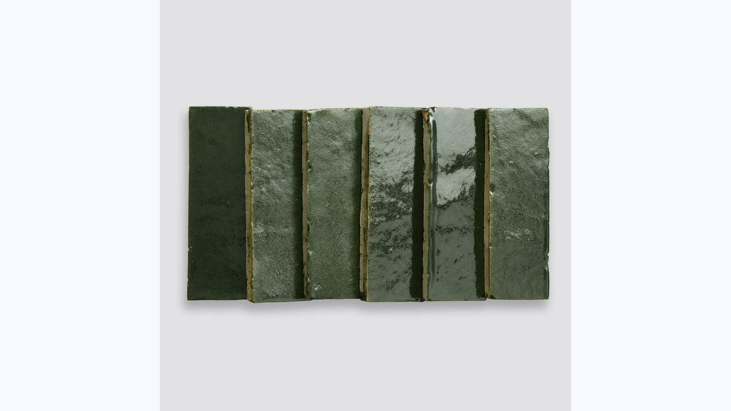 Zagora Vert Mousse 2'' x 6'' Glossy Zellige Natural Stone