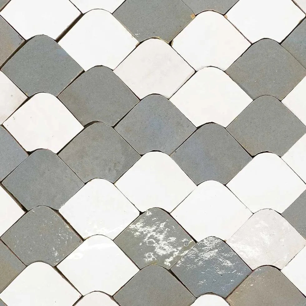 Zellige Classique - Atlas White/Blanc/Gris Perle Chouari 13.25'' x 14.25''