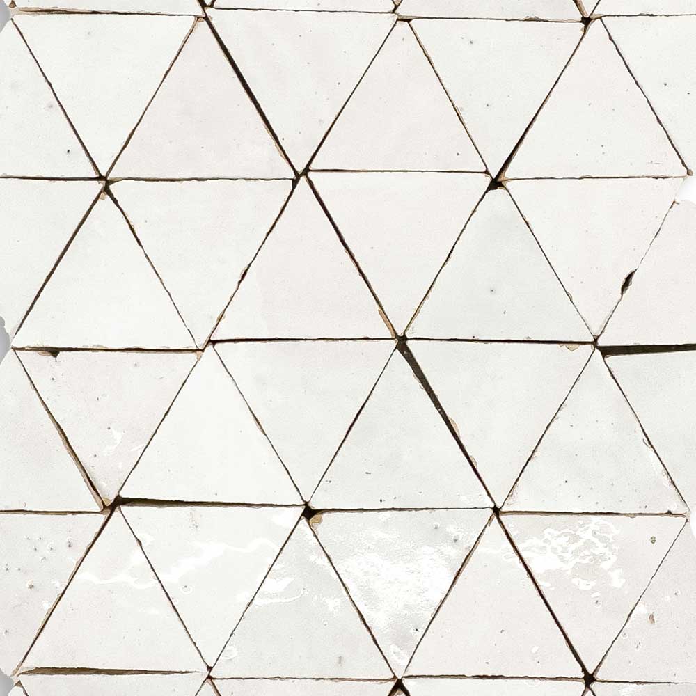 Zellige Classique - Atlast White Triangle 9” x 11.75” Mosaic