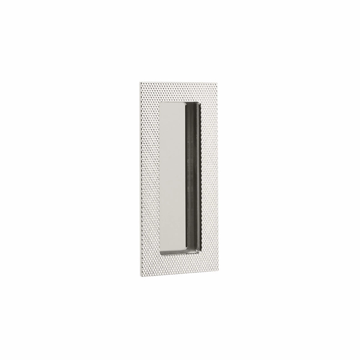 Emtek Modern Rectangular Knurled Flush Pull with Plain Pocket - 222304, 222307 - Polished Nickel, 4
