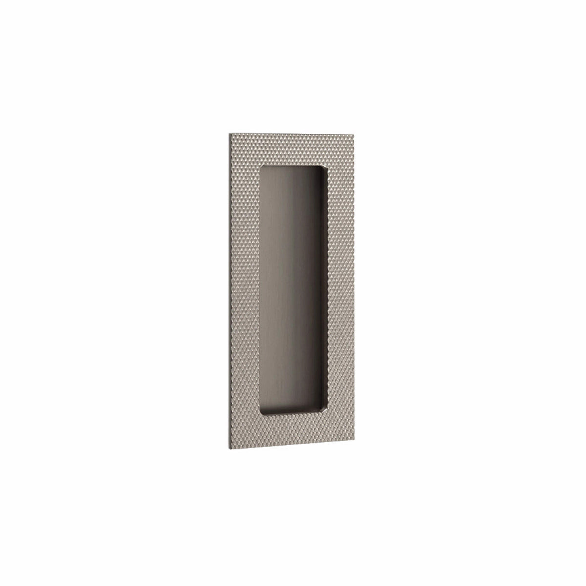 Emtek Modern Rectangular Knurled Flush Pull with Plain Pocket - 222304, 222307 - Pewter, 4