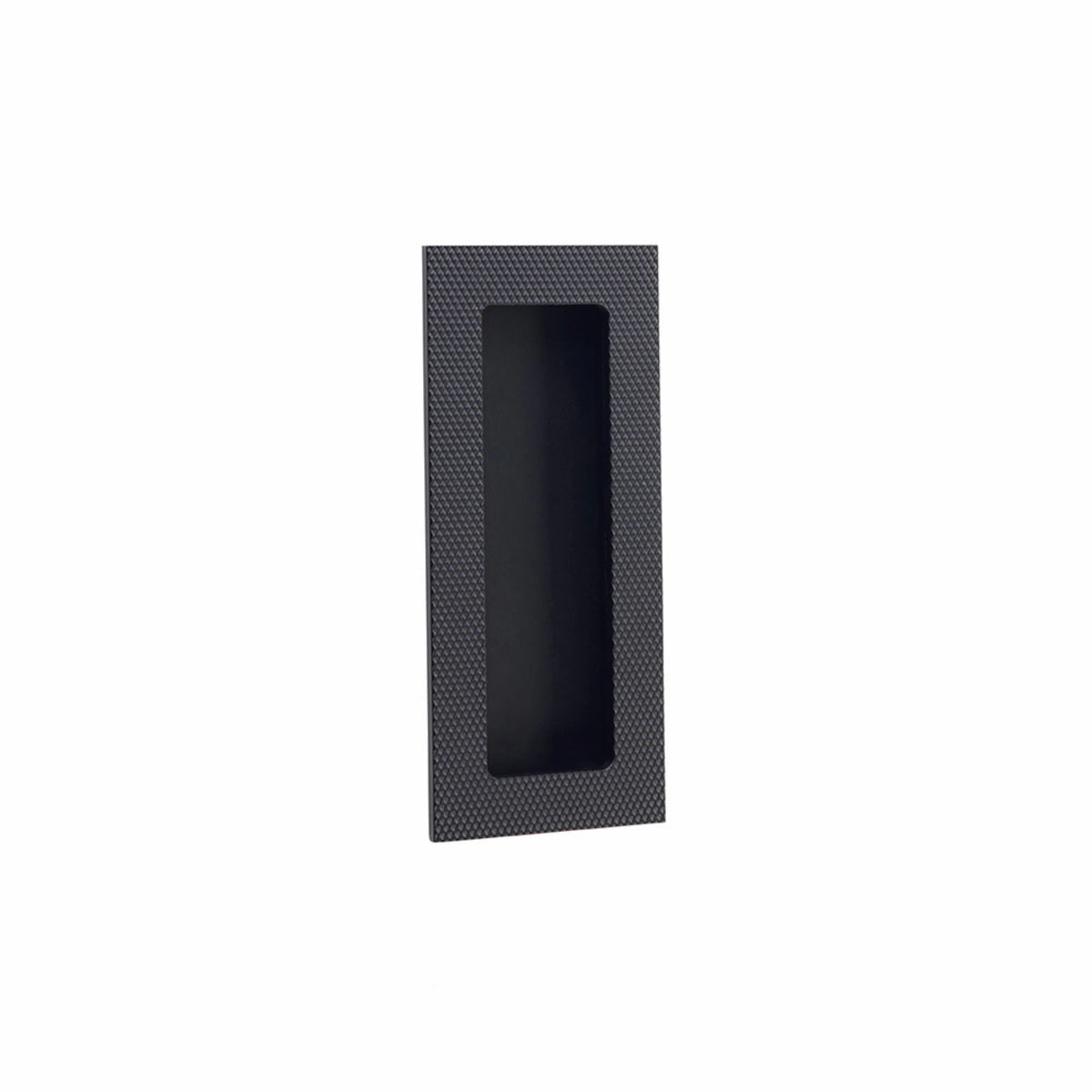 Emtek Modern Rectangular Knurled Flush Pull with Plain Pocket - 222304, 222307 - Flat Black, 4