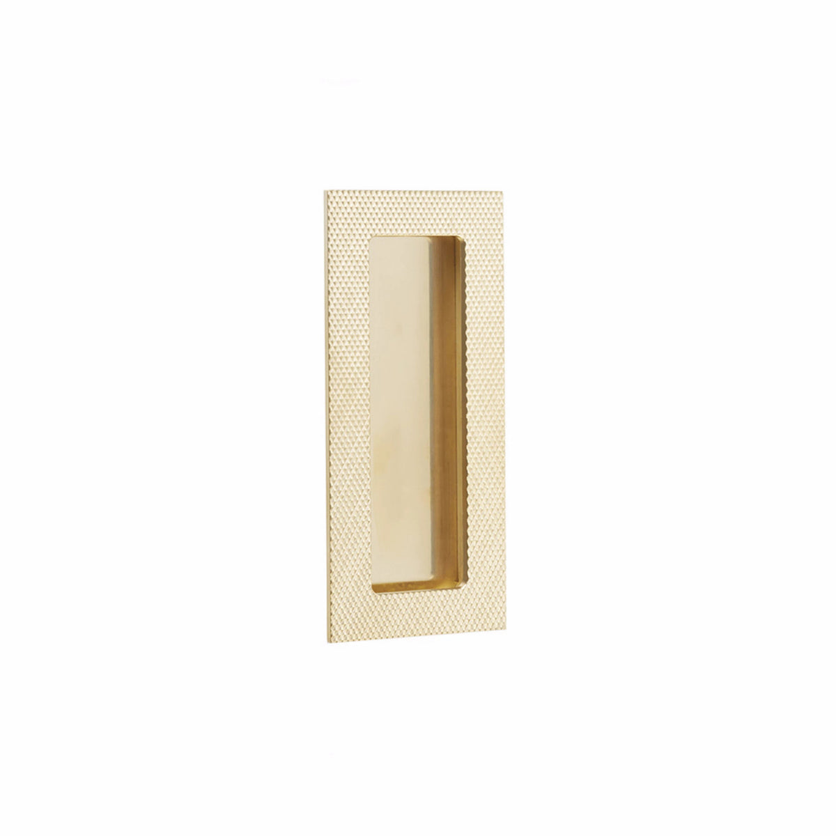 Emtek Modern Rectangular Knurled Flush Pull with Plain Pocket - 222304, 222307 - Polished Brass, 4