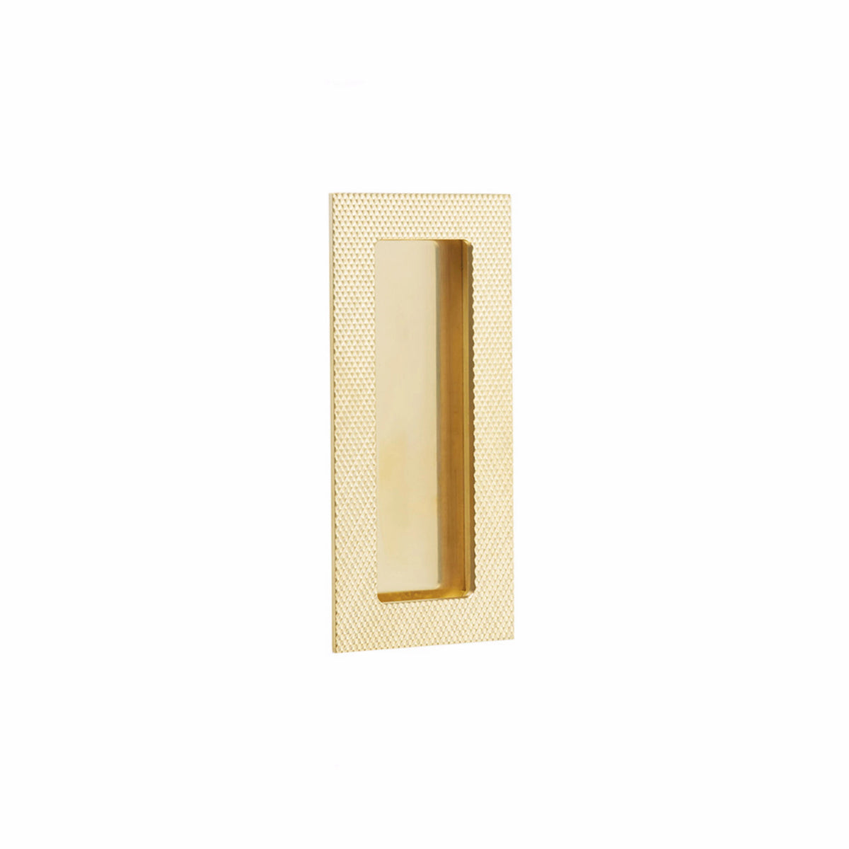 Emtek Modern Rectangular Knurled Flush Pull with Plain Pocket - 222304, 222307 - Unlacquered Brass, 4